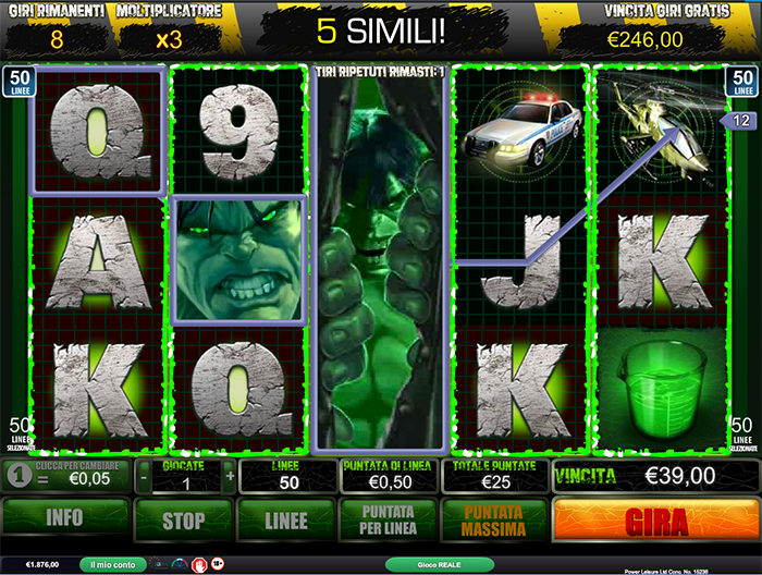 Incredibile Hulk Free Spins